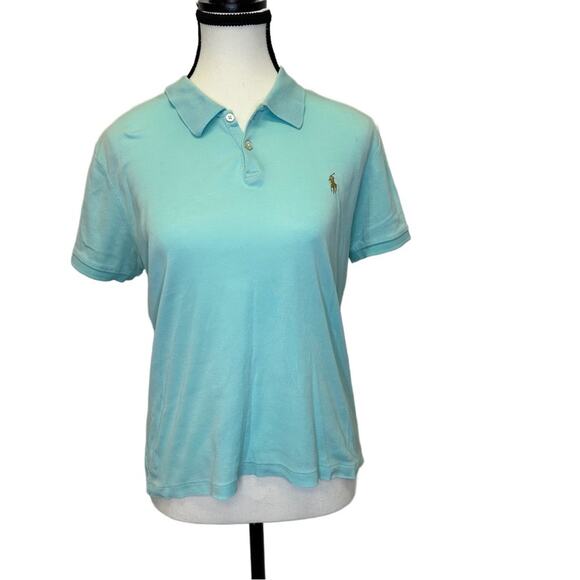 Ralph Lauren Black Label Tops - Ralph Lauren Black Label Women’s Aqua Blue Polo Shirt - Size L
